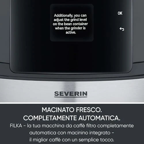 Severin Filka Fully Automatic Filter Coffee Maker with Grinder (GLASS)