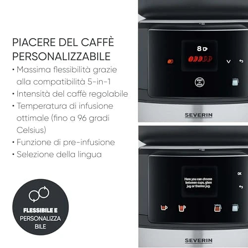 Severin Filka Fully Automatic Filter Coffee Maker with Grinder (Stainless)