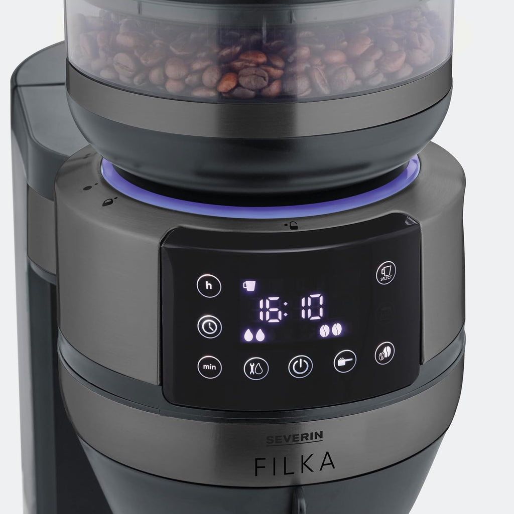 Severin Filka Fully Automatic Filter Coffee Maker with Grinder (GLASS)