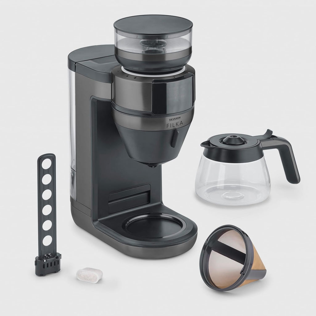 Severin Filka Fully Automatic Filter Coffee Maker with Grinder (GLASS)