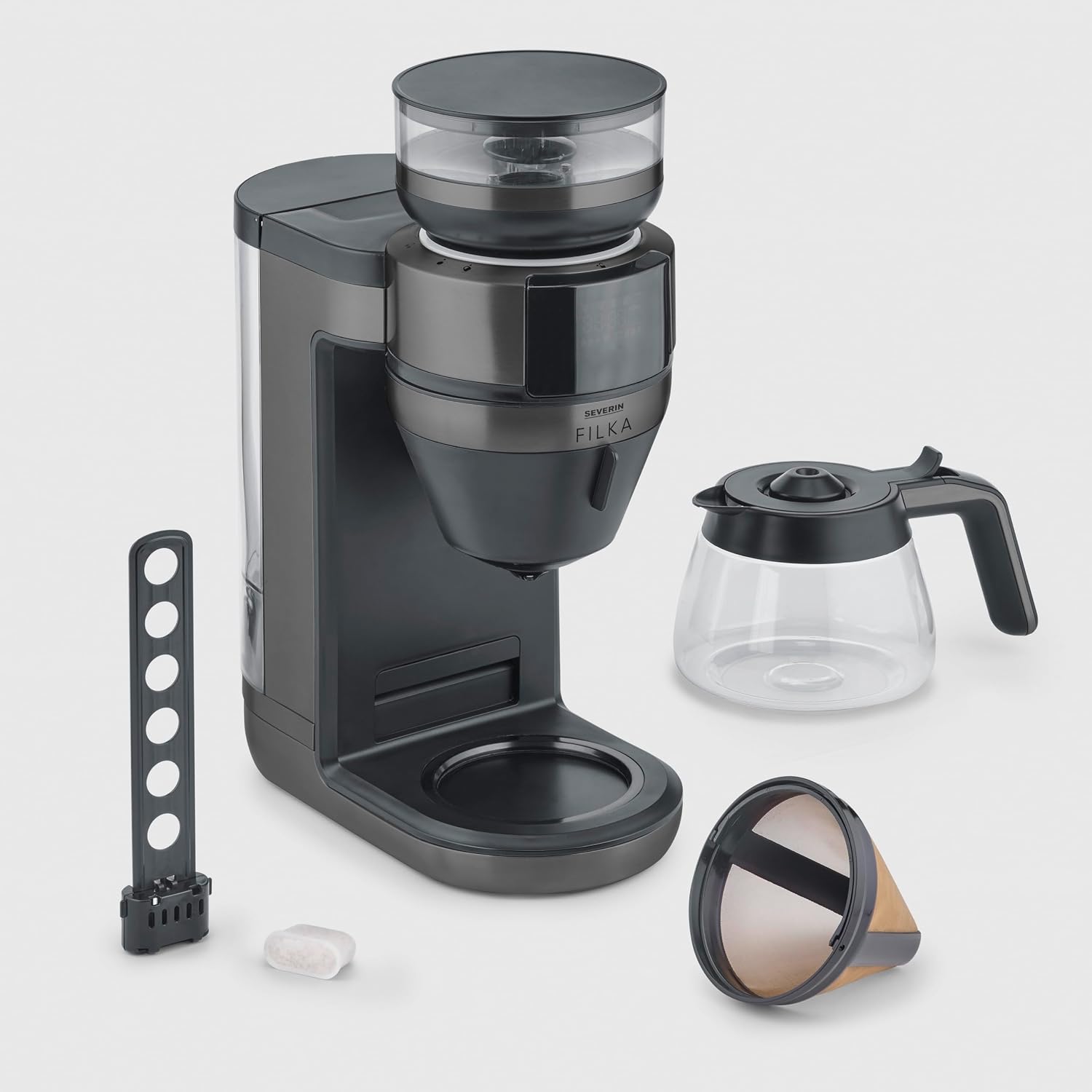 Severin Filka Fully Automatic Filter Coffee Maker with Grinder (GLASS)